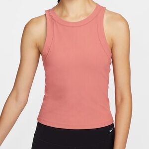 NIKE Pink Zenvy Tight Fit Ribbed Dri-Fit Training Active Tank Top Size Large
